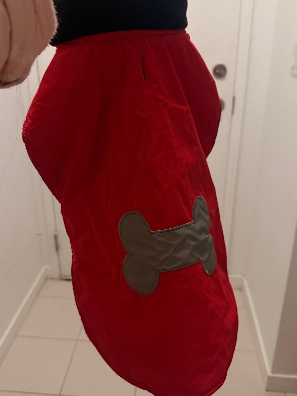 Dog Waterproof Red Bone-Accent Coat